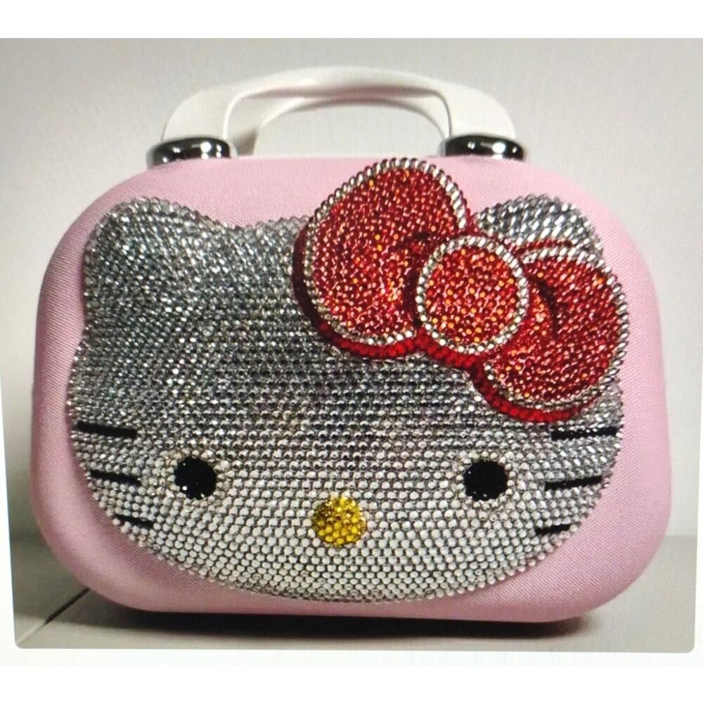 Hello Kitty Hard-Shell Travel Cosmetic Case with Mirror & Luggage Strap